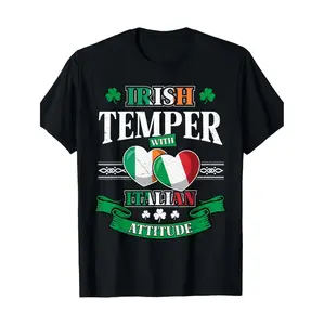 Irish Spirit Meets Italian Passion St Patricks Day Ireland Italy T-Shirt 220g 100 Cotton Golf Gift T-Shirt For Men and Women