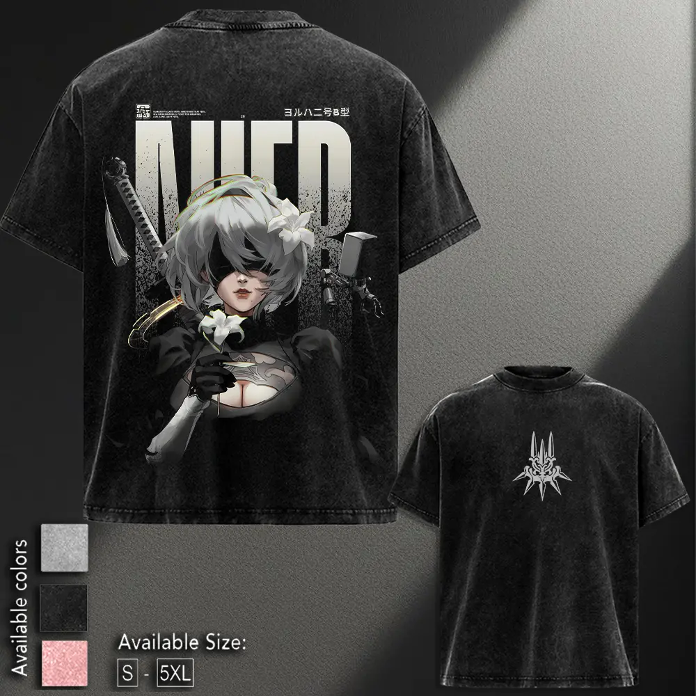 2B Nier Automata Graphic T-Shirt,Tank Top, Hoodie YoRHa Unit No.2 Type B Anime Game Tee,Oversized Vintage Gamer Apparel, Casual Unisex Fan Gift Cotton Fabric