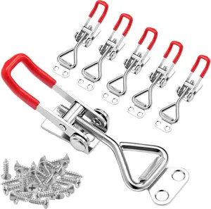 6 Pack Toggle Latch Clamp 4001, Adjustable Quick Release Pull Latches, Toggle Latch for Smoker Lid Jig, Tool Box, Cooler, Trunk & Case, Heavy Duty 330Lbs Holding Capacity (24Pcs Screws) pwkauka