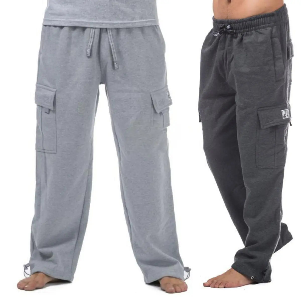 Cargo Pants 6 Pockets Casual Fleece Pants Hip Hop Harem Casual Loose Fit Elastic Big and Tall