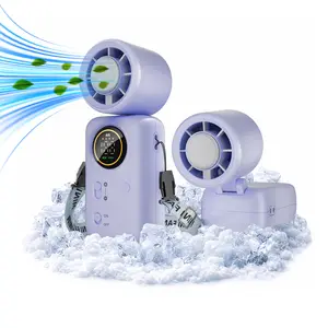 Kedeso 2026 Refrigeration Handheld Turbo Fan, 3600mAh Battery Operated, Up to 12 Working Hours, 100-Level Stepless Control with Digital Display, 5-in-1 Handheld/Neck/Desktop Cooling Fan for Travel, Dorm & Office, summervibes tiktokshop