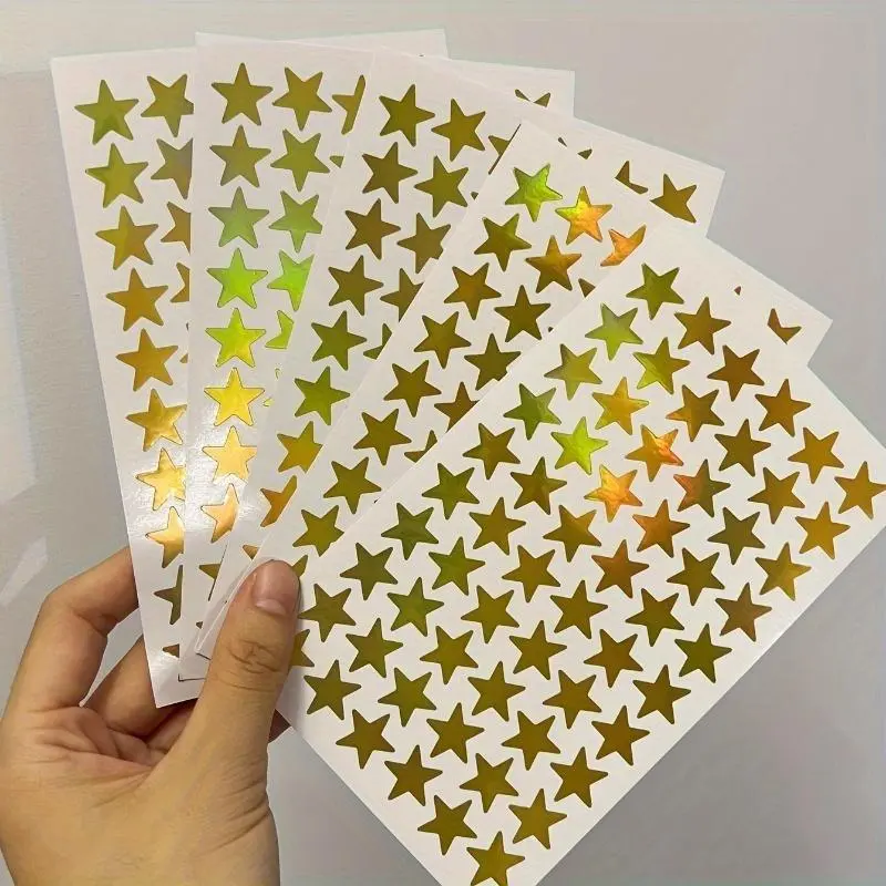 5pcs Golden Star Laser Stickers-Great for DIY Crafts, Decorations and Journals