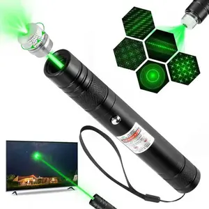 High Power Green Laser Pointer with Removable Star Cap, Long Range Single Pinpoint Mode, Built-in USB Rechargeable Lazer for Astronomy, Hiking, Presentations and Interactive Cat Toy