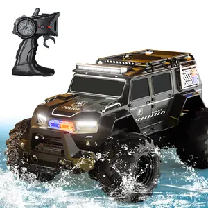 RC police car-amphibious off-road 2.4GHz  lights and sounds|suitable for indoor and outdoor 6+(black) Remote Control Truck rc cars