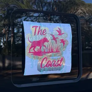 The Coast Sticker - Vibrant Coastal Design with a Dog and Bird’s  for Car Windows and Laptops