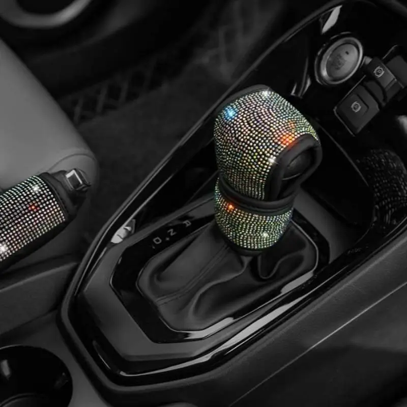 Rhinestone Decor Car Gear Cover, Sparkling Design Car Gear Decorative Cover, Car Interior Decoration Accessories
