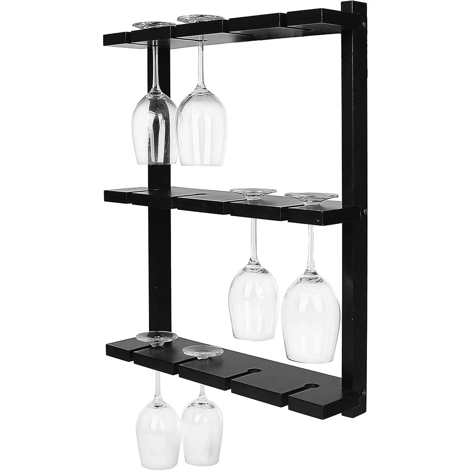 Glass Rack - Wall-Mounted Black  Stemware, 12 Glassware Holder Rack,  Glasses Storage Hanger for Bar Kitchen