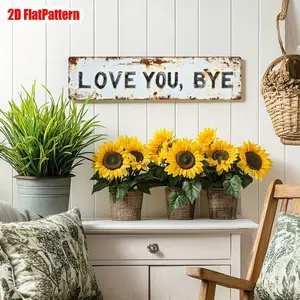 1pc Premium "Love You, Bye" Metal Sign Posters - Vintage Greenery Style Wall Plaque, Funny Sassy Home Decor for Entryway, Kitchen, Bar, Cafe, Garage - Trending Viral Must-Have Aesthetic Gift for Her, Housewarming, Christmas, Sarcastic Farmhouse Decor