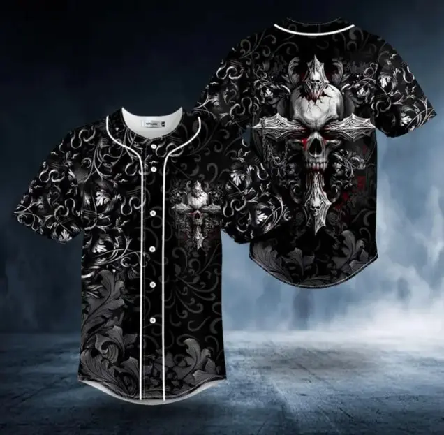 Ghost Cross Skull Baseball Jersey Baseball Jersey