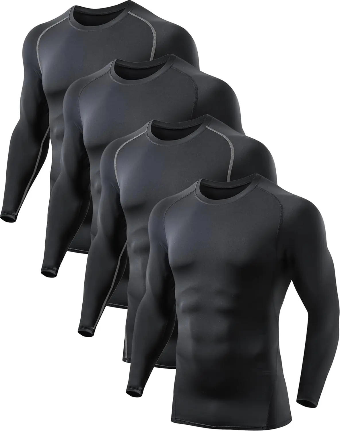 5 or 4 Pack Compression Shirts for Men Long Sleeve Athletic Base Layer Undershirt Gear T Shirt for WorkoutGift..