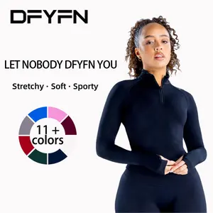 DFYFN Impact Half Zippy Crop Top High Elastic Quick-Dry Sports Wear