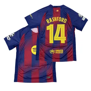 2526 Home Red  Blue No.14 Rashford Retro Short Sleeve Soccer  Football Jersey LALIGA