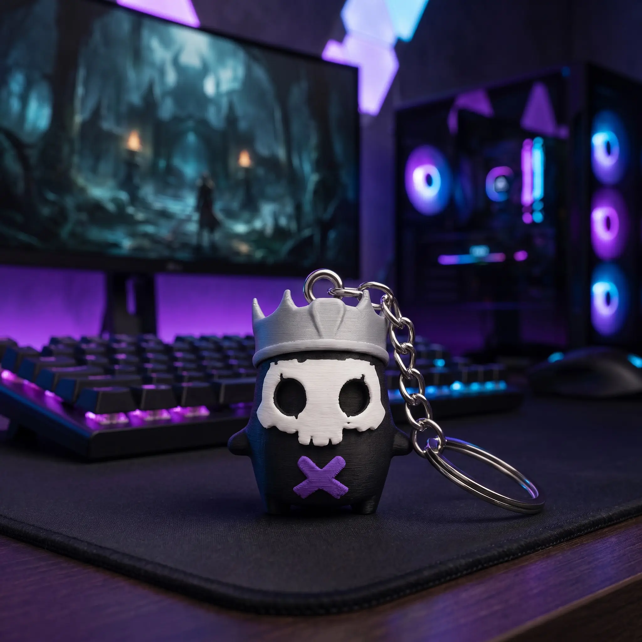 Royal 3D Printed Mini Character Keychain, 2.4 Inch PLA Bag Charm, Backpack Accessory