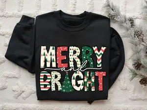 Merry and Bright Sweatshirt, Christmas Sweatshirt, Family Christmas Sweatshirt, Christmas Sweatshirts for Women, Merry Christmas Sweatshirt