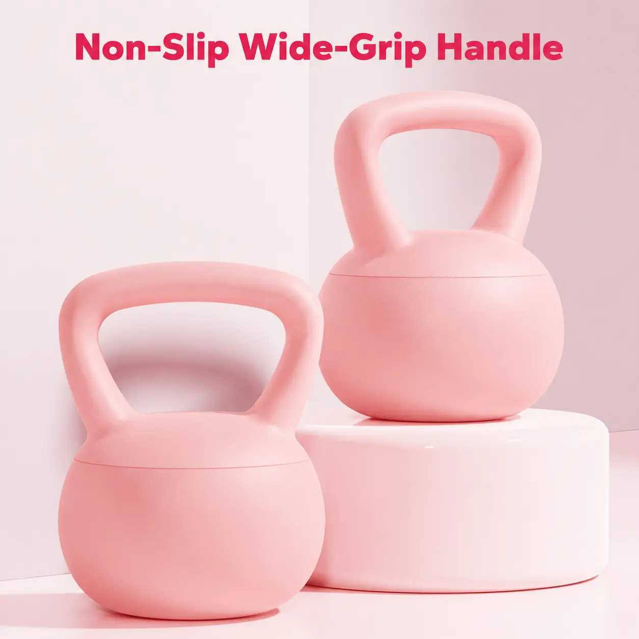 15 lbs Soft PVC Sand-Filled Kettlebell - Floor-Friendly Weight, Wide Non-Slip Handle, Shock-Absorbing Base for Home Gym Strength Training, Resistance Training Equipment, Strength Workout, Stable, Unisex, Nonslip, Shock Absorb, Wide Grip