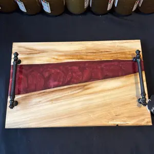 Handmade Red Epoxy River Charcuterie Board