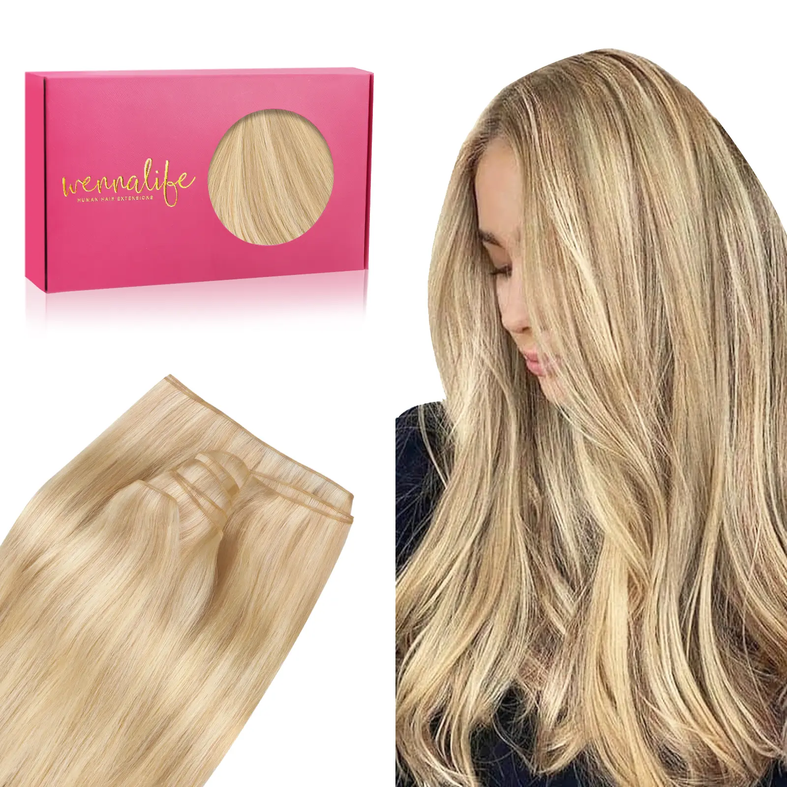 WENNALIFE Genius Sew In Weft Hair Extensions Real Human Hair 50g Sew in Hair Extensions for Women Natural Luxury Remy Hair Straight Invisible Extensions #sohochic