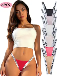 DORSU LOVE Print Comfort Stretch Thongs Panties Womens BIKINI Briefs Soft Comfort Underwear Panty Multipack low-waisted Tangas Panty Pack Hi-cut Lettuce Trim Fit Black underwear for women thong