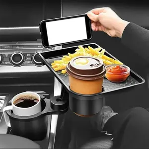 Car Cup Holder, Dual-Slot Design Seat Cup Holder, In-Car Beverage & Snack Storage Accessory, AutomotiveOrganizer, Center Console Storage Box, VehicleOrganization Supplies, Rotating Cup Holder & TrayExtender