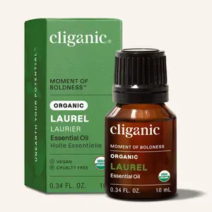 Cliganic Organic Laurel Essential Oil - 100% Pure USDA Organic Laurel Oil, Undiluted Essential Oil for Aromatherapy, Diffusers, Massage, Skincare, Vegan, Cruelty-Free