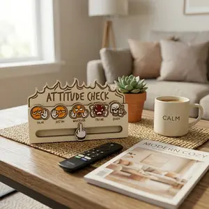 Funny Wooden Desk Sign, Interactive Mood Tracker Sliding Block Decor, Novelty Desk Decor, Office Humor Gift for Colleagues Boss Friends