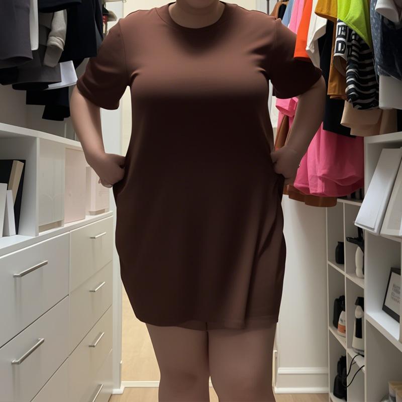 Plus Size 2 Piece T Shirt Dress Set for Women, Stretchy Oversized Hide Tummy Comfy Summer Loungewear, Black Casual Outfit