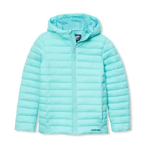 Lands' End Kids FeatherFree Insulated Hooded Packable Jacket - Large - Aqua Splash