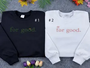 Minimal Aesthetic Embroidered Sweatshirt, For Good embroidered Sweatshirt | Soft Cozy Pullover | Cute Pink & Gothic Style
