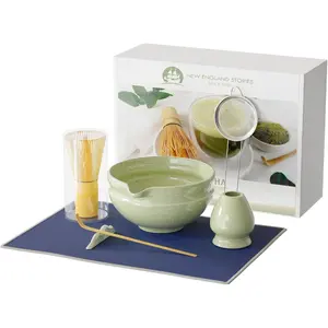 Matcha Whisk Set, Perfect Matcha Kit for Matcha Lovers Includes Ceramic Bowl, Bamboo Whisk, Holder, Scoop, Sifter & Cloth - 7 Pcs Matcha Kit