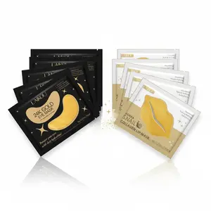 5 Pairs Eye Mask & Lip Mask Set, 24k Under Eye Patches 5 Sheets & Collagen Lip Masks 5 Sheets, Facial Care, Hydrate, Holiday Party Birthday Gift