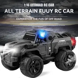 Large Remote Control Car, 1:14 RC Cars with Mist & LED Lights for 120 Mins Play, 2.4GHz Monster Truck with Spare Tire, All Terrain Off-Road Jeep Car, Cool Toys Gift for Kids Age 6+