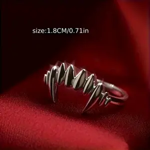 2-Piece Unique Vampire-Inspired Split Tail Rings, Dark Gothic Witchy-Themed Anime Costume Jewelry, Halloween Ornament Gift Decoration, Dark Gothic Rings, Witchy-Themed Rings