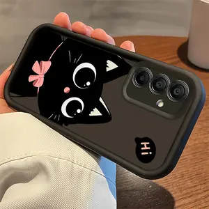 Phone Case - Phone Case Featuring a Black Cat Adorned with a Pink Bow, Designed for Various for Samsung Galaxy Models Including The S Series And A Series, Crafted from Soft TPU for Optimal Protection
