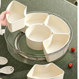 Home Snack Box, Candy Tray, Living Room Coffee Table Fruit Bowl, Rotating Compartment Easy Clean Storage Box, Household Organizer