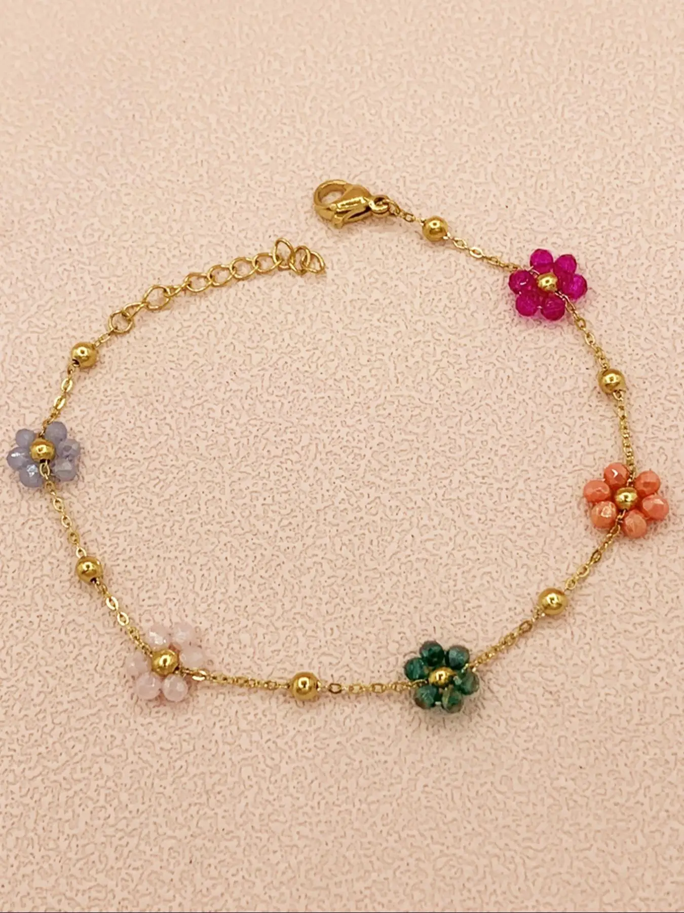 Boho Flower Design Bracelet, Boho Style Bracelet, Fashionable Stainless Steel Vintage Boho Style Jewelry for Women Party, Daily Decor, Trendy Y2k Teen