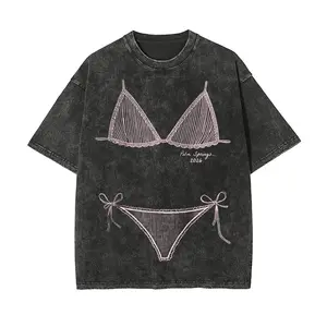 Bikini Graphic Washed T-shirt ,Last Splash Seashells and Wedding Bells, Bikini Body Illusion Shirt, Funny Summer Vacation Coverup