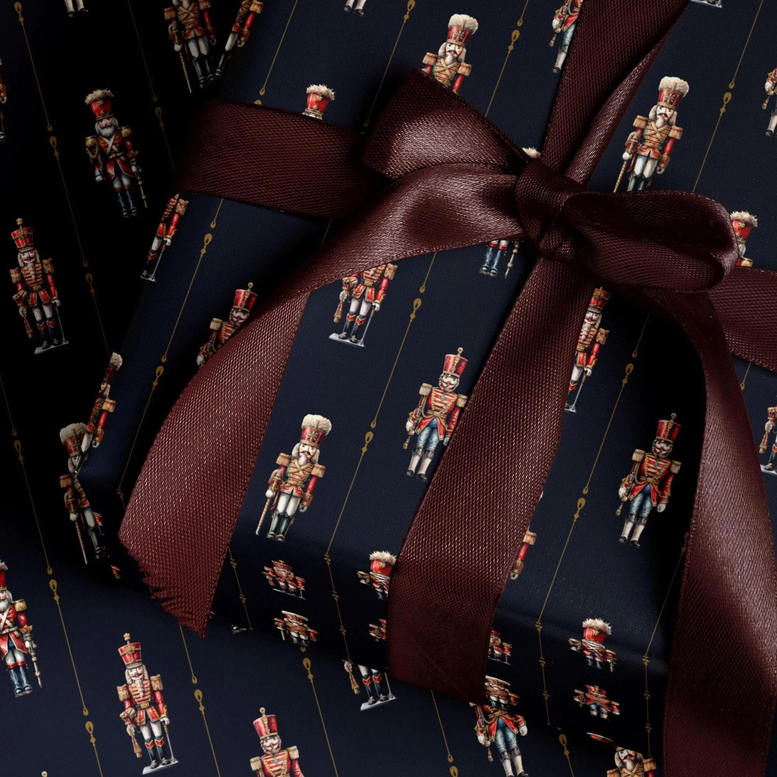 Nutcracker Holiday Christmas Gift Wrap, Nutcracker Elegant Christmas Wrapping Paper Seasonal
