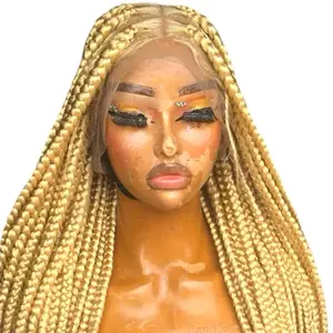 36” Blonde Knotless Box Braids Full Lace Wig | Handmade | Lightweight/ easy to wear wig