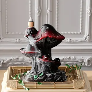 Mushroom Design Waterfall Backflow Incense Burner, Creative Incense Holder Without Incense, Resin Ornament for Home Decor, Fragrance