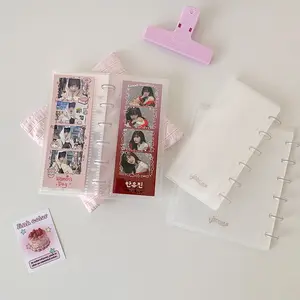 Simple Matte Photo Album Mushroom Buckle Loose-Leaf Vertical Life 4 Cut Album Card Receipt Storage Binder, Stylish and Durable Design, Organizer, Photocards Binder