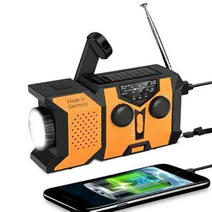 Emergency Hand Crank Solar Portable Survival Radio, AM/FM/NOAA Weather Alert, 2000mAh Battery, LED Flashlight, SOS Alarm, Water-Resistant for Camping, Survival Gear, Perfect Safety Gift for Outdoor Adventures & Family Preparedness.
