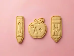 Teacher Appreciation | 3.5" 3D Printed Cookie Stamp & Cutter Set Blue