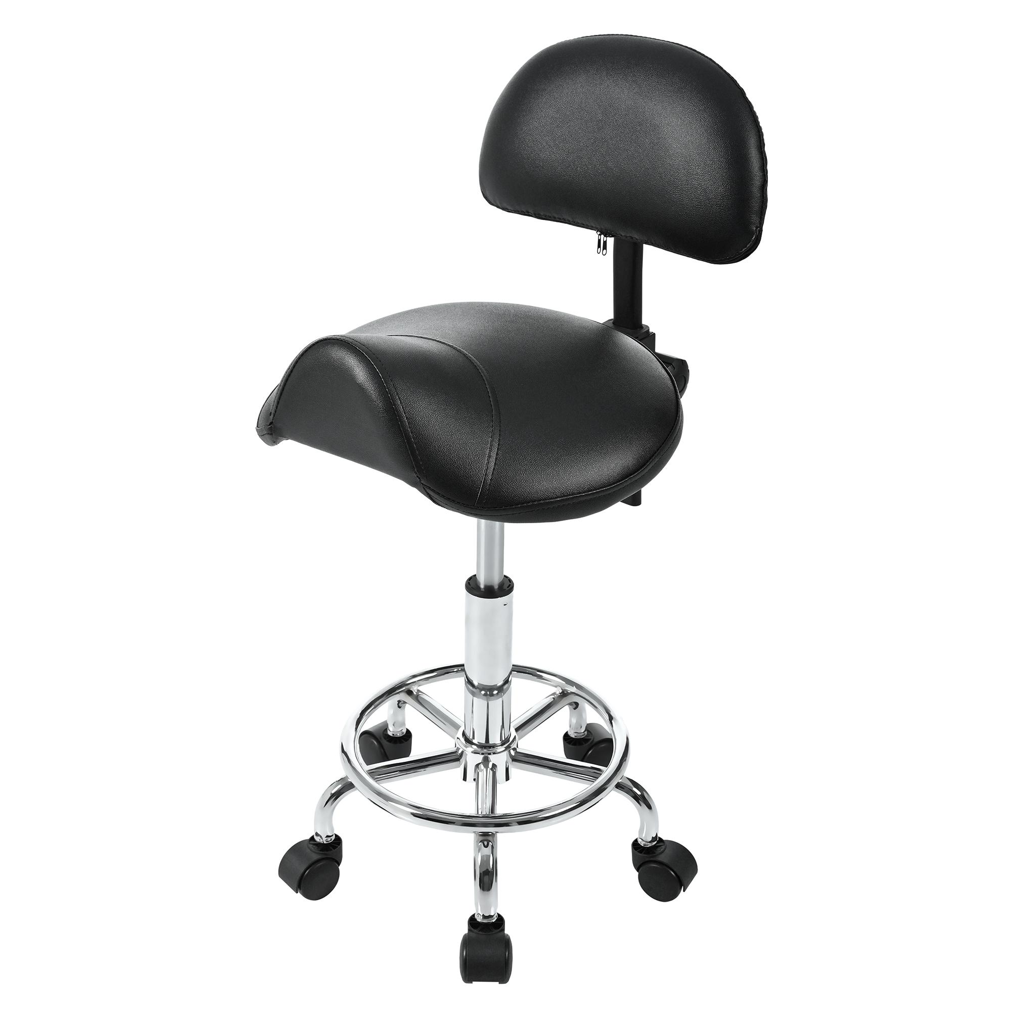 Saddle Stool with Back Support, Rolling Stools with Foot Rest, Ergonomic Adjustable Stool with Wheels, Backrest Adjustable Height & Angle for Salon Spa Tattoo Massage Swivel Stool Chair Saddle Stool with Back Support, Rolling Stools with Foot Rest, Ergonomic Adjustable Stool with Wheels, Backrest Adjustable Height & Angle for Salon Spa Tattoo Massage Swivel Stool Chair
