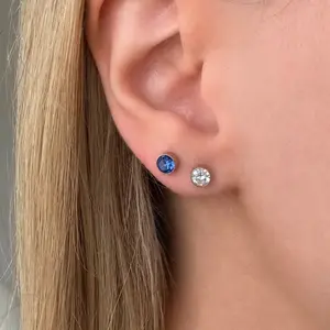EVRY JEWELS Gold or Silver Plated Women's Siren Babe Flat Back 2 Piece Earring Set Gold