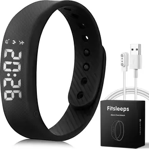 Clock Watch Waterproof, Vibrating Wearable Silent Alarm for Heavy Sleepers with Sleep Tracker, Mnetic Charging, Large Display for Swimming Shower Travel(Black)