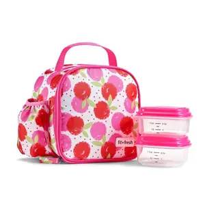 212 MAIN Functional Lunch Bag - Medport Fit & Fresh Sydney Bag with Berry Dots, Red, Easy Cleaning, Mesh Pocket, Secure Zip