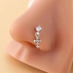 Dangle Nose Rings for Women Cross Nose Piercing Jewelry L shape Nose studs Body Jewelry