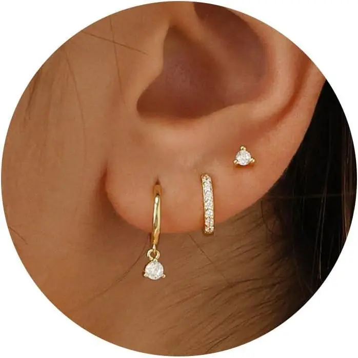 FREEKISS 3PCS/Set Hoop Earring Stylish Women Stud Earrings and Pendant Earrings Set Hypoallergenic Women's Accessories Girls Gifts For Fashion homeessentials