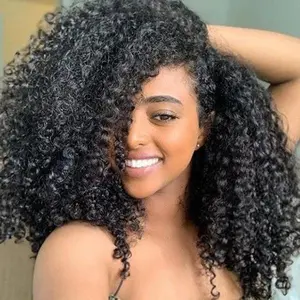 [20''=$99] Kisslove 3-in-1 Half Wig Kinky Curly & Water Wave Human Hair Wig with Drawstring Natural Hairline for Beginners Natural Black Machine Made Lace Glueless