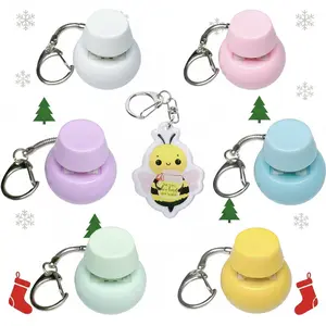 2PCS LED Light-Up Mechanical Keyboard Fidget Keychain Set with Round Button Design and Cute Bee Pendant, Multi-Purpose Decoration for Bags, Keys, Car Mirror, and Phone, Stress Relief Toy and Holiday Gift